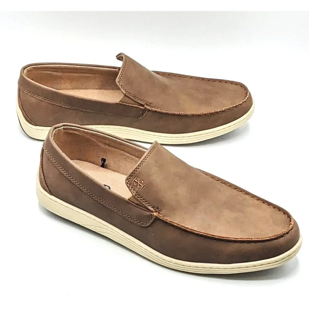 NWT IZOD Seapoint Mens Slip On Loafers Tan Memory Foam‎ Shoes Size 8 Preppy Boat